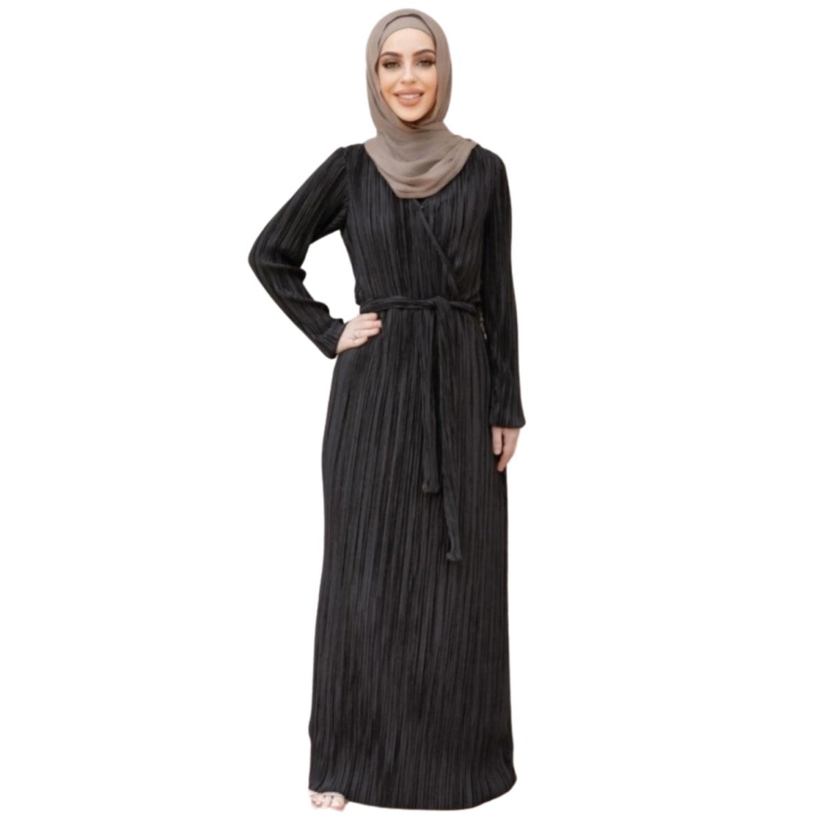 Black Pleated Wrap Dress - Divinity Collection