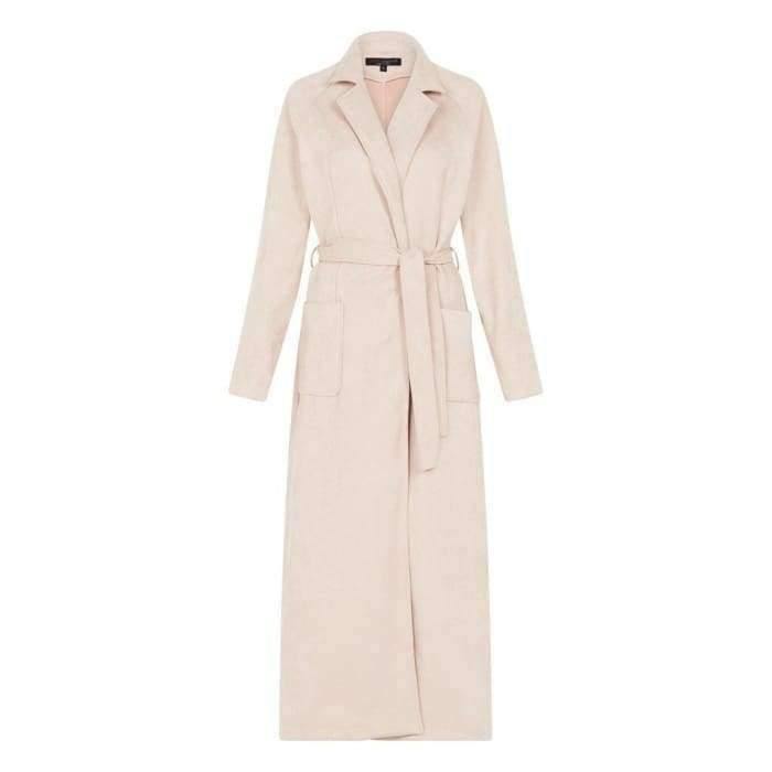 Blush Suede Maxi Coat - Divinity Collection
