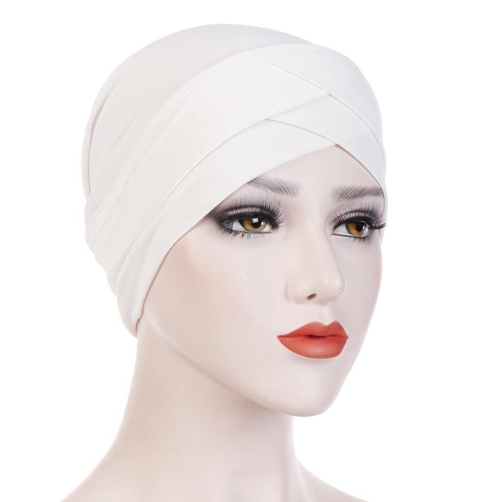 Criss-Cross Closed Hijab Cap - White - Divinity Collection