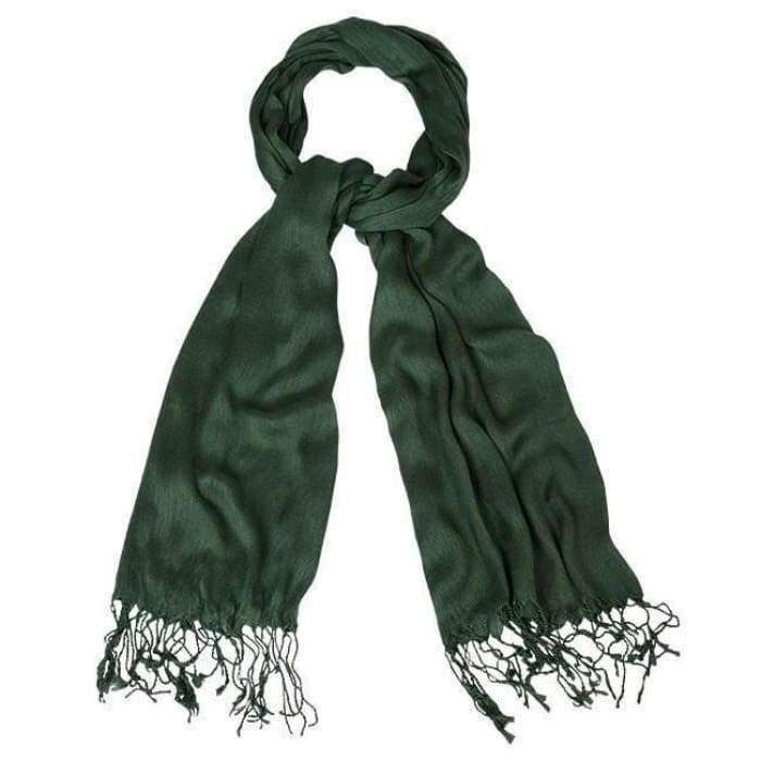 Dark Green Shawl Fringe Hijab - Divinity Collection