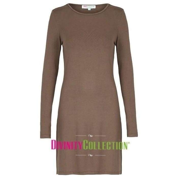 Extra Long Mocha Long Sleeve Cotton Top - Divinity Collection