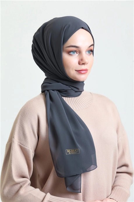 Karaca Crepe Lux Chiffon Hijab - Dark Charcoal - Divinity Collection