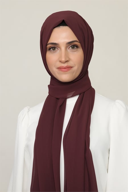 Karaca Crepe Lux Chiffon Hijab - Maroon - Divinity Collection