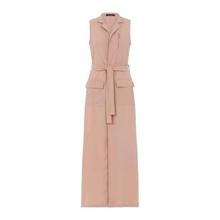 Nude Sleeveless Long Coat - Divinity Collection