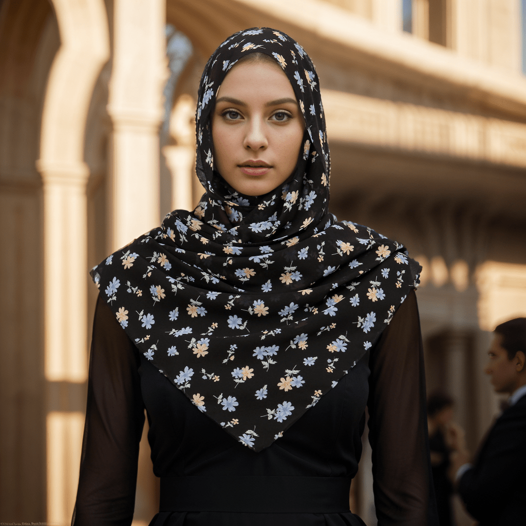 Ebony Blossom Floral Hijab - Divinity Collection