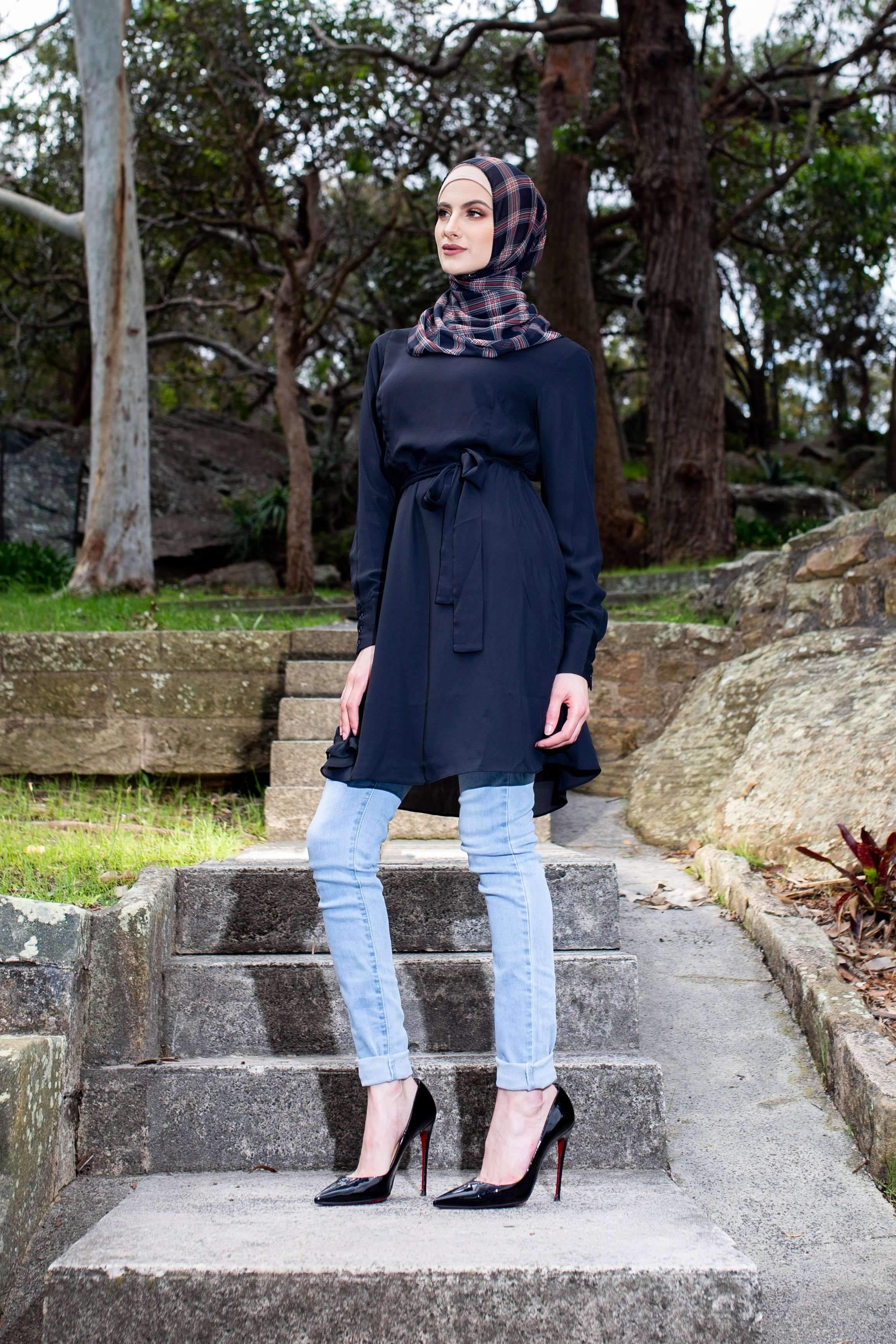 Black Crepe Tunic Top - Divinity Collection