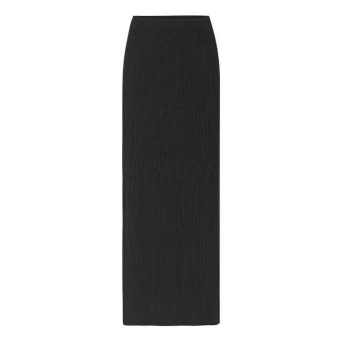 Black Ribbed Stretch Pencil Skirt - Divinity Collection