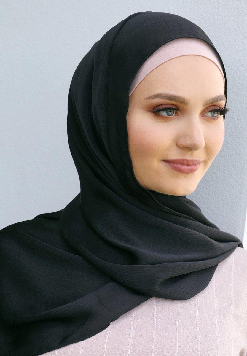 Black Satin Hijab - Divinity Collection