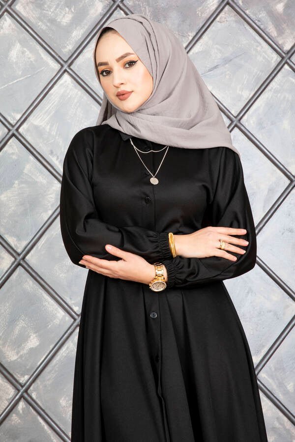 Black Tie Waist Buttoned Down Shirt Dress - Divinity Collection