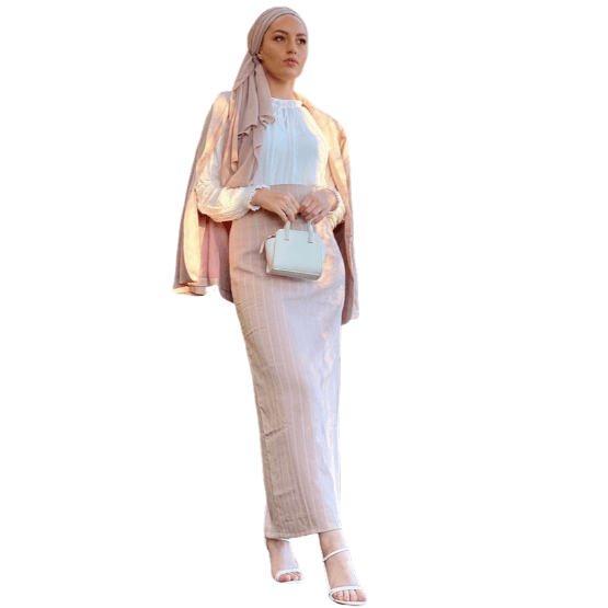 Blush Linen Pinstripe High Waisted Skirt - Divinity Collection