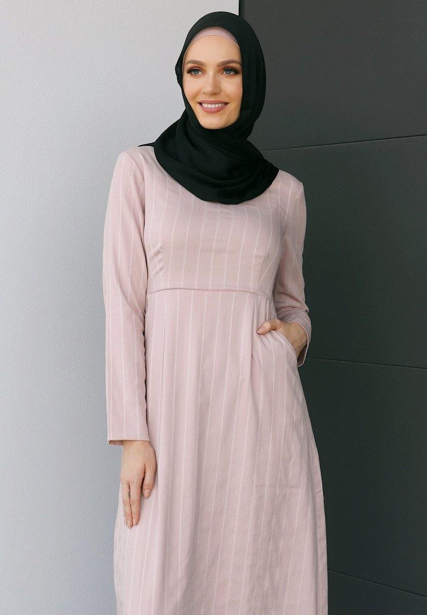 Blush Pink Pinstripe Linen Dress - Divinity Collection