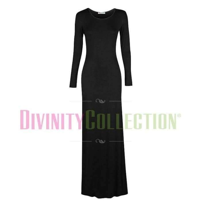Body Dress Maxi Jersey New Fabric Modal - Black - Divinity Collection