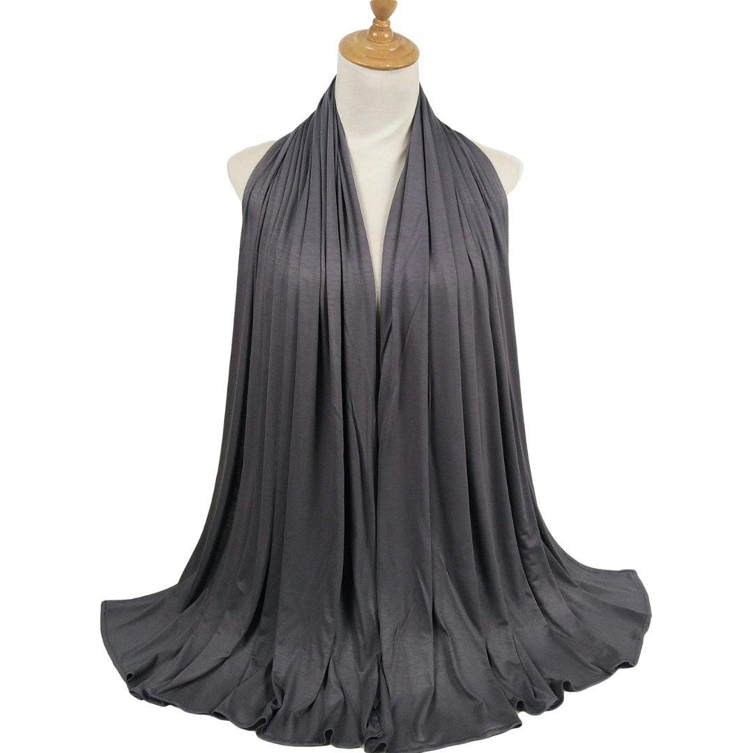 Cotton Soft Jersey Maxi Hijab Scarf - Charcoal - Divinity Collection