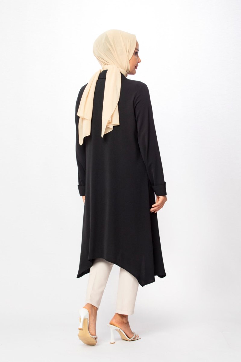 Crepe Waterfall Cardigan - Black - Divinity Collection
