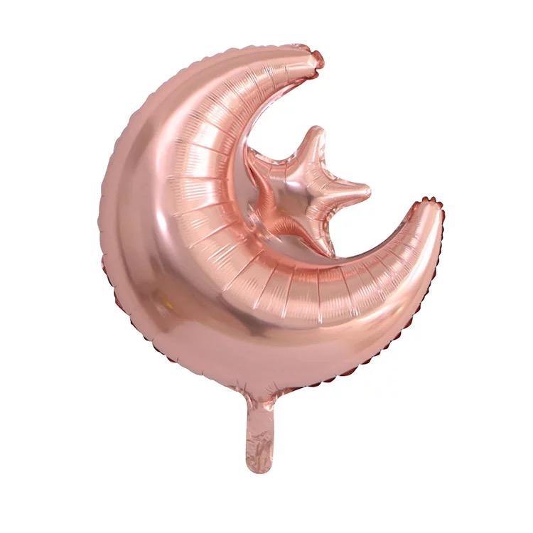Crescent & Star Islamic Foil Helium Balloon - Rose Gold - Divinity Collection