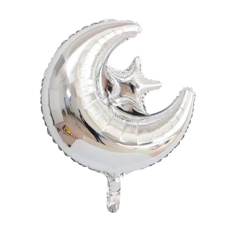 Crescent & Star Islamic Foil Helium Balloon - Silver - Divinity Collection