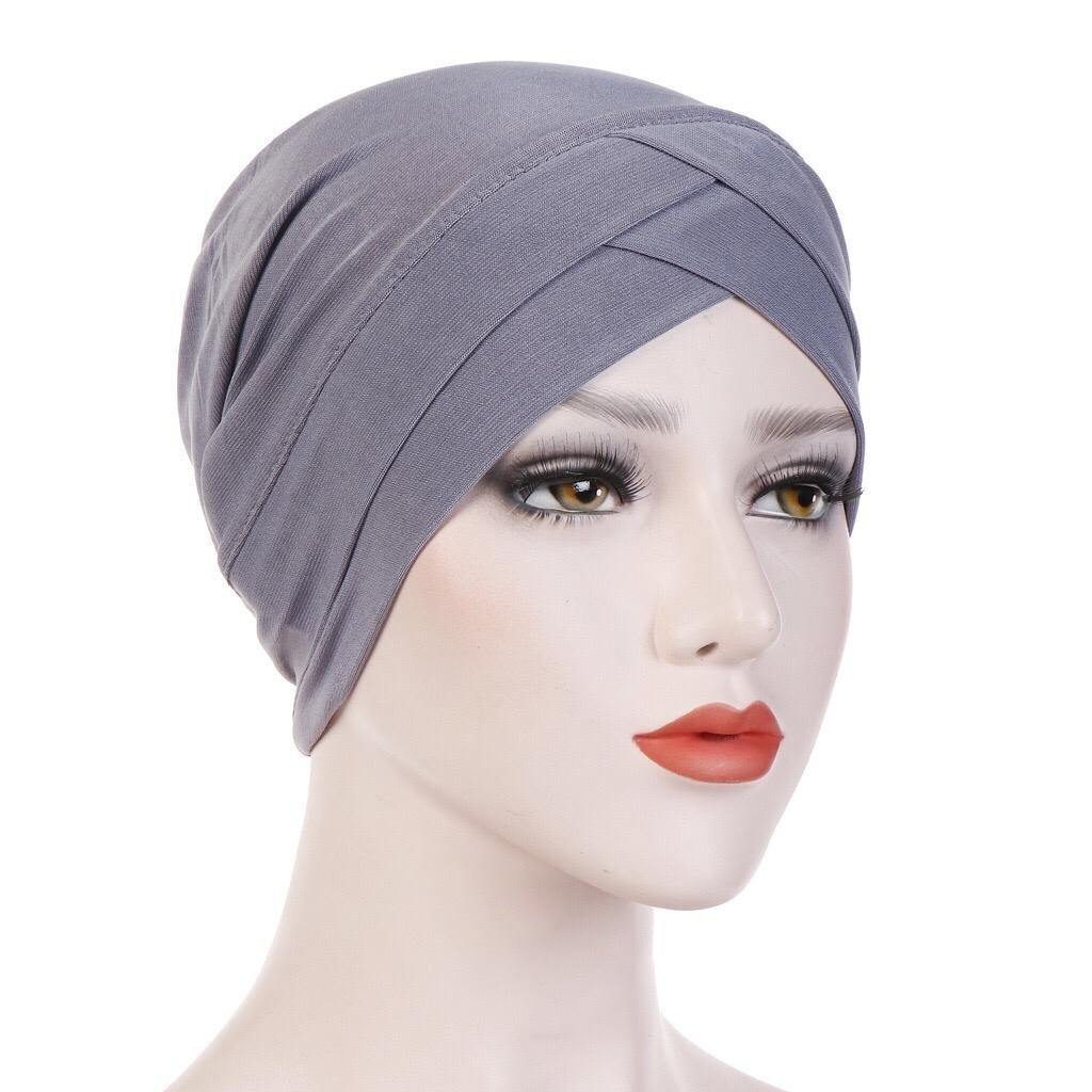 Criss-Cross Closed Hijab Cap - Silver - Divinity Collection