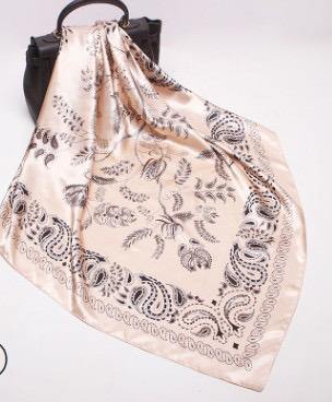 Gold and Black Paisley Square Satin Silky Scarf - Divinity Collection