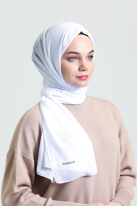 Karaca Crepe Lux Chiffon Hijab - White - Divinity Collection