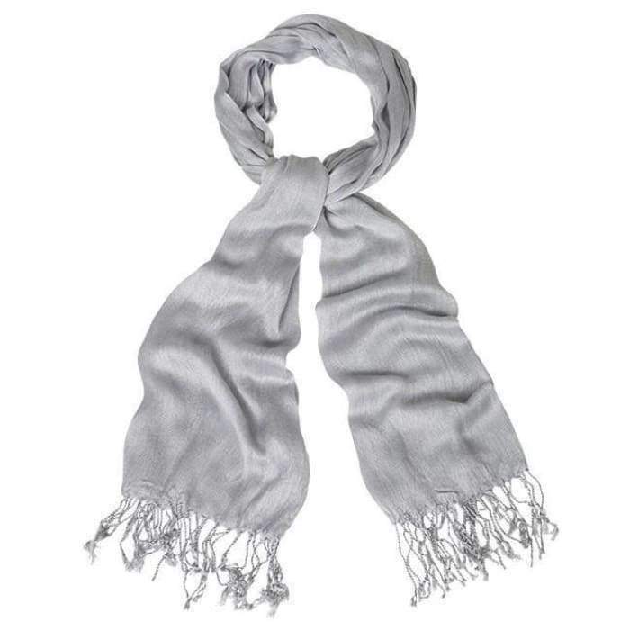Light Silver Cotton Shawl Scarf 170x60cm - Divinity Collection