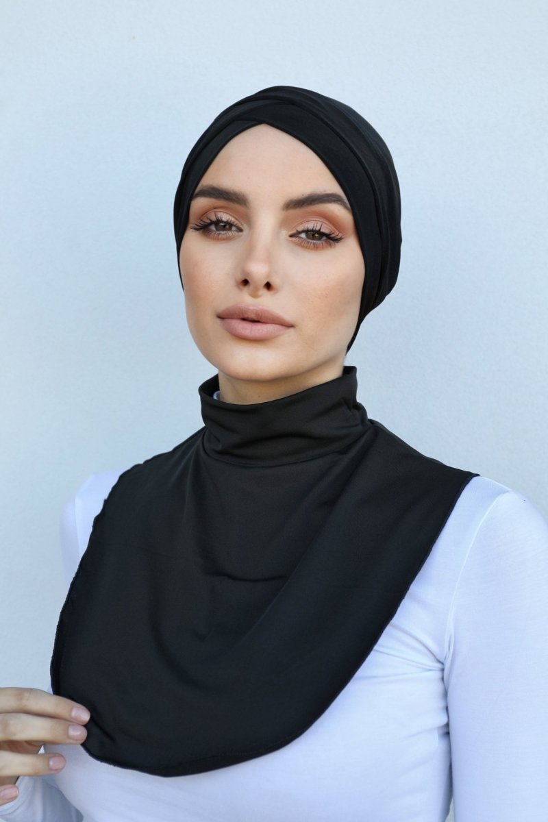 Luxurious Milk Silk Neck Cover - Black - Divinity Collection