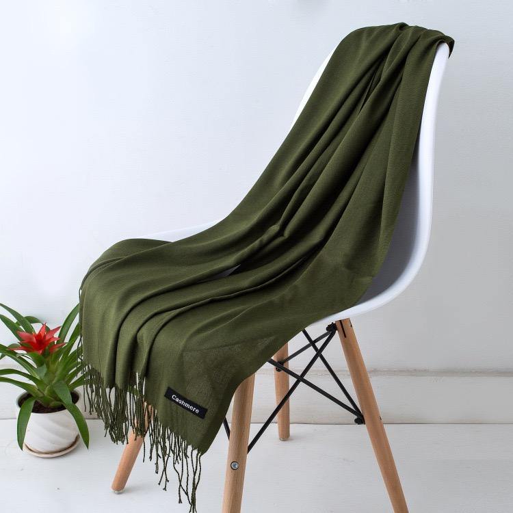 Luxurious Premium Fringe Hijab - Olive - Divinity Collection