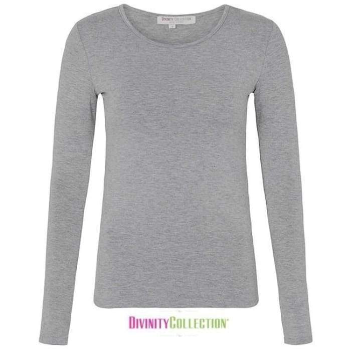 Marble Grey Long Sleeve Cotton Body Top - Divinity Collection