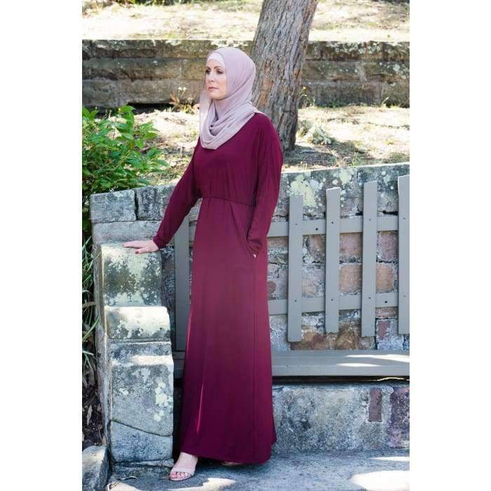 Maroon Batwing with Tie Waist Dress - Divinity Collection