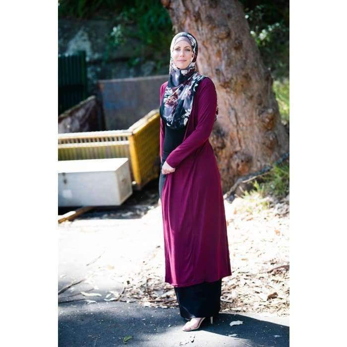 Maroon Japanese Cotton Maxi Cardigan - Divinity Collection