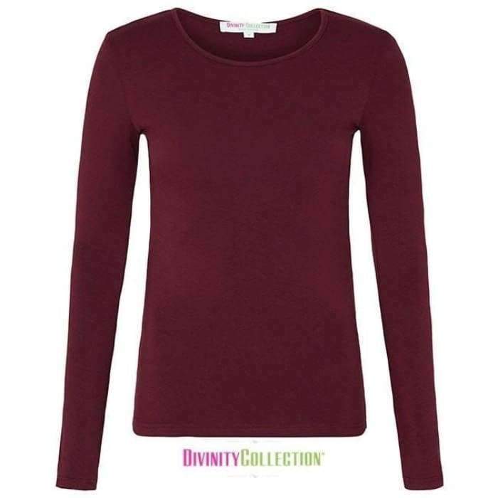 Maroon Long Sleeve Cotton Body Top - Divinity Collection