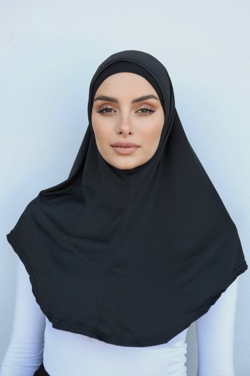Milk Silk Al Amira Two Piece Hijab - Black - Divinity Collection