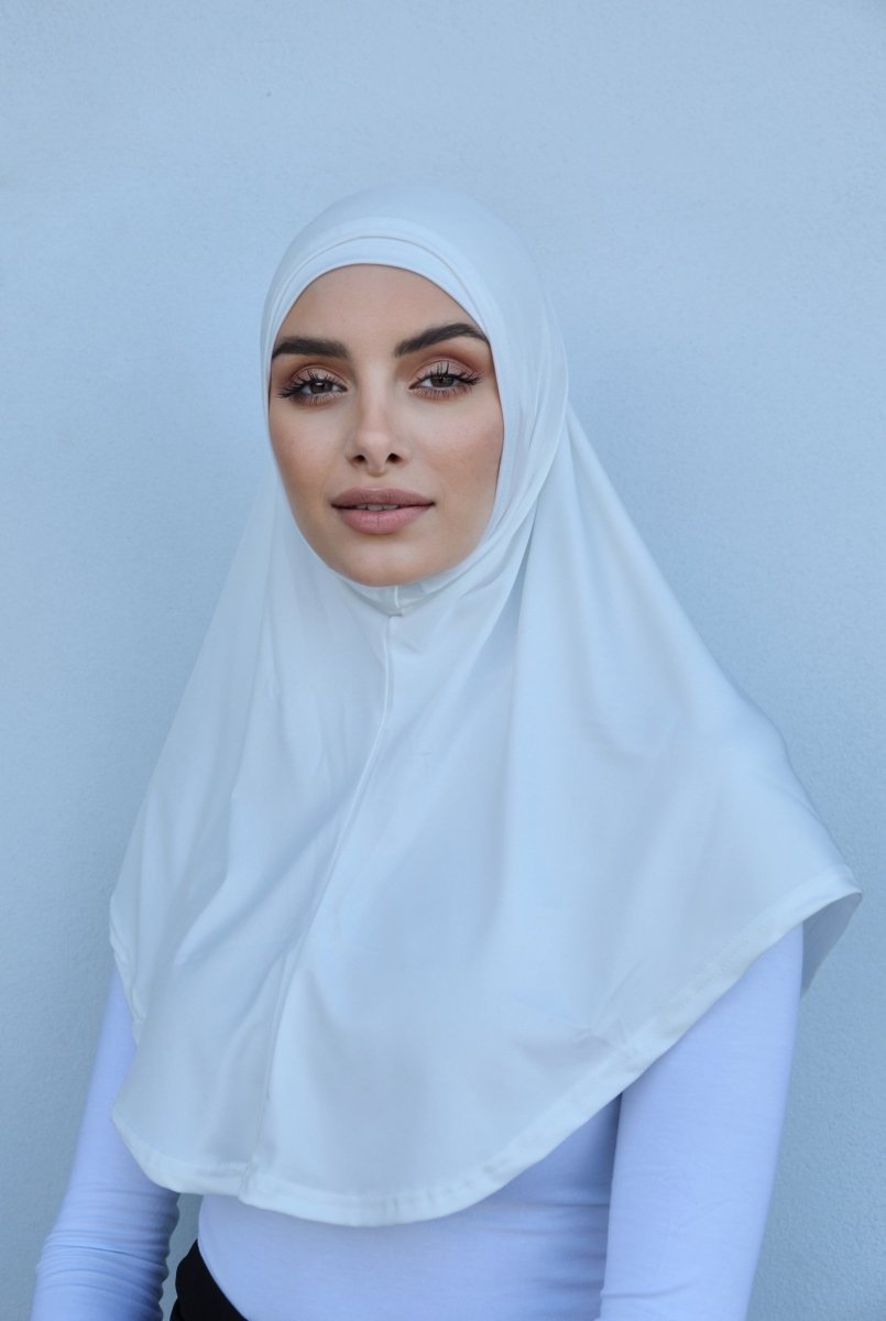 Milk Silk Al Amira Two Piece Hijab - White - Divinity Collection