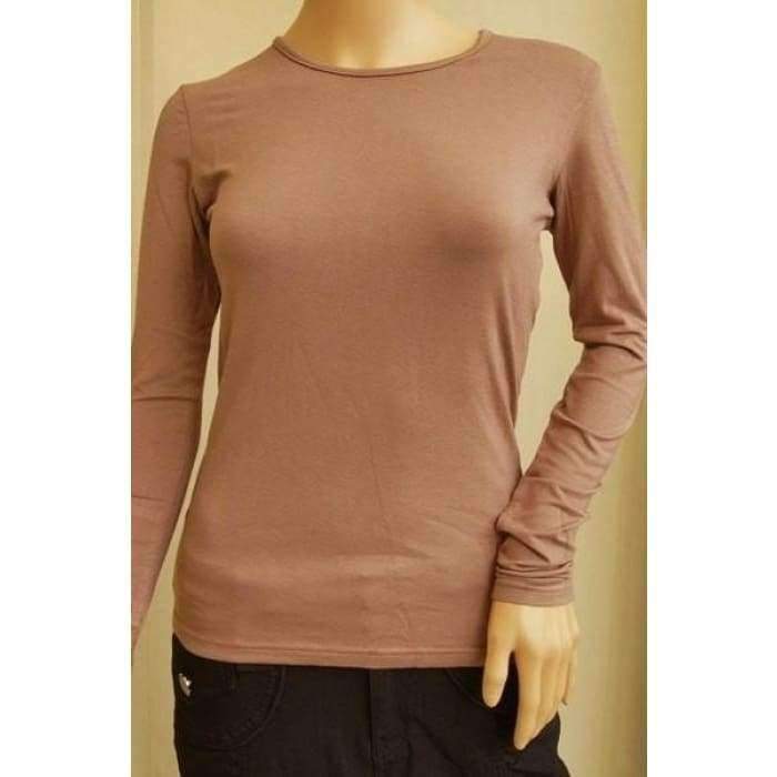 Mocha Long Sleeve Cotton Top - Divinity Collection