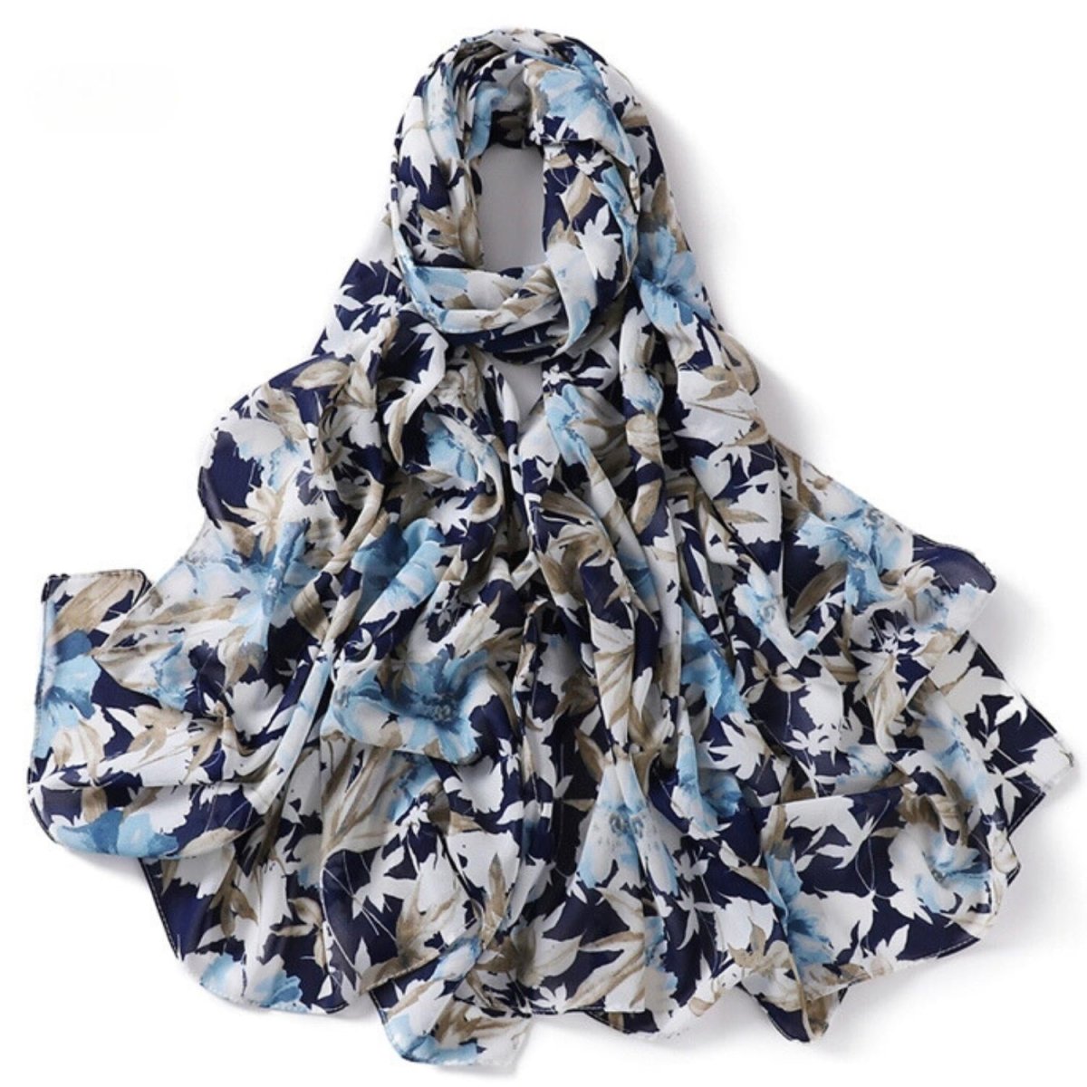 Navy and Khaki Floral Hijab - Divinity Collection