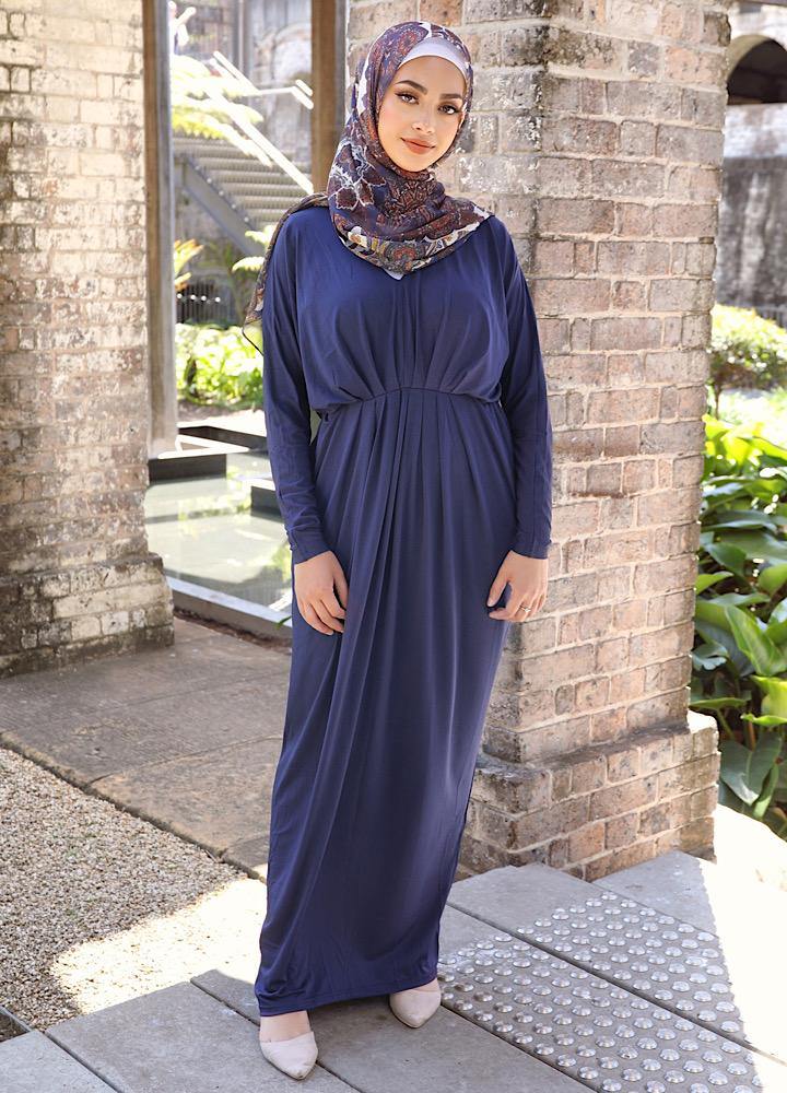 Navy Ruched Dress - Divinity Collection