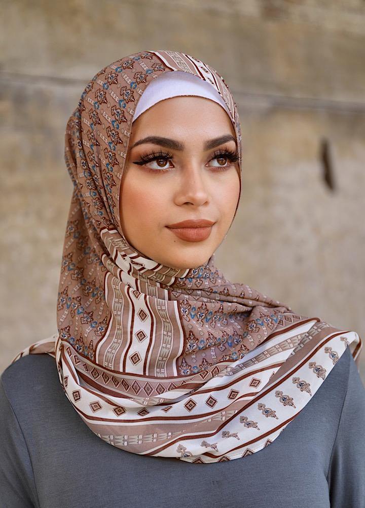 Nude and White Boho Hijab - Divinity Collection