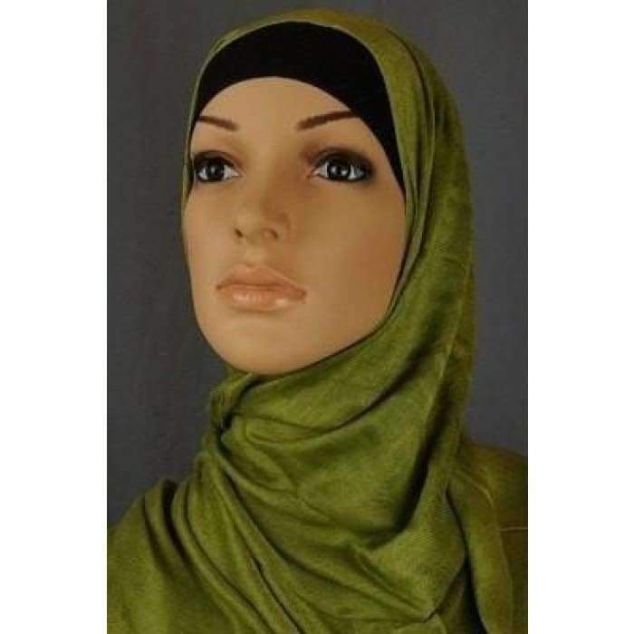 Olive Cotton Shawl Fringe Hijab - Divinity Collection