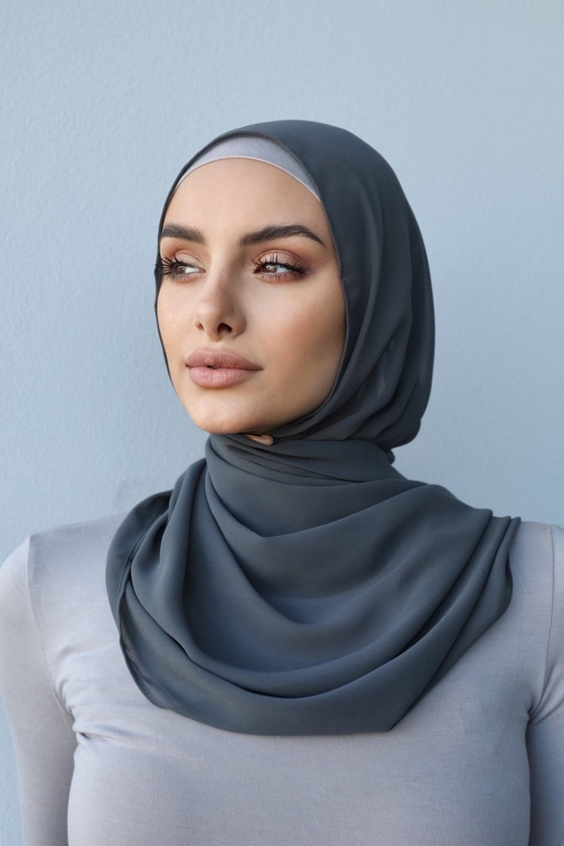 Plain Chiffon Dark Charcoal Hijab - Divinity Collection