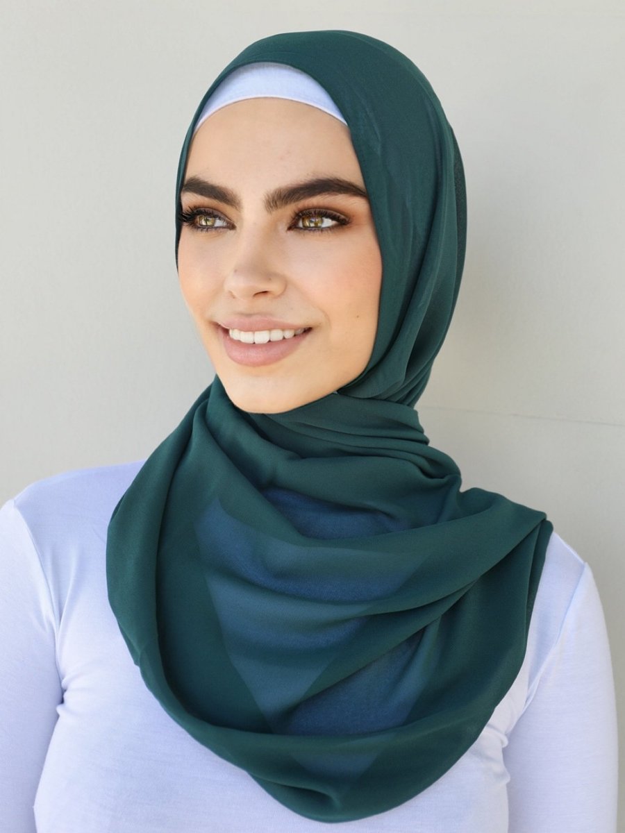 Plain Chiffon Dark Green Hijab - Divinity Collection