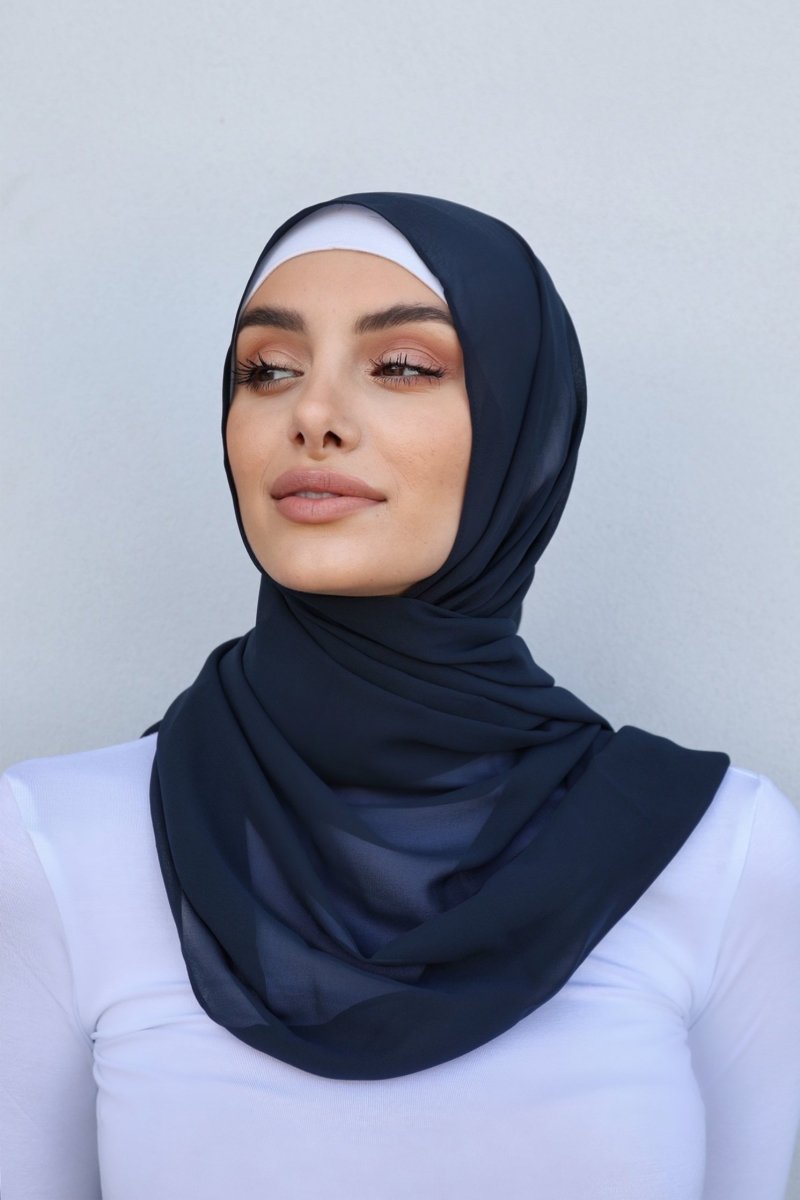 Plain Chiffon Navy Hijab - Divinity Collection