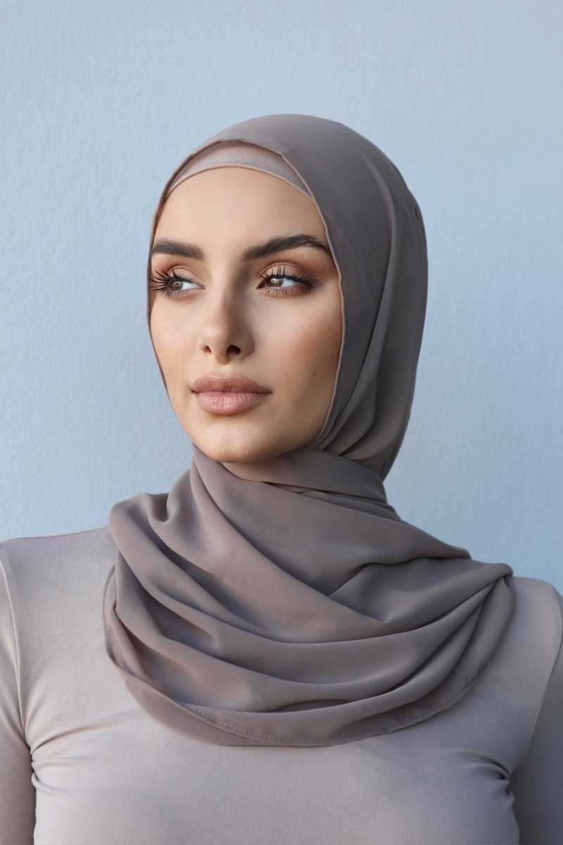 Plain Mocha Chiffon Hijab - Divinity Collection