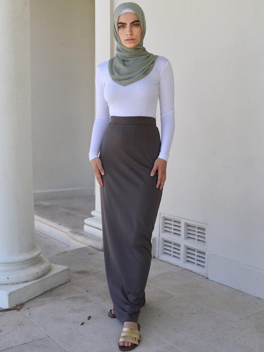 * Ponte Charcoal Pencil Skirt - Divinity Collection