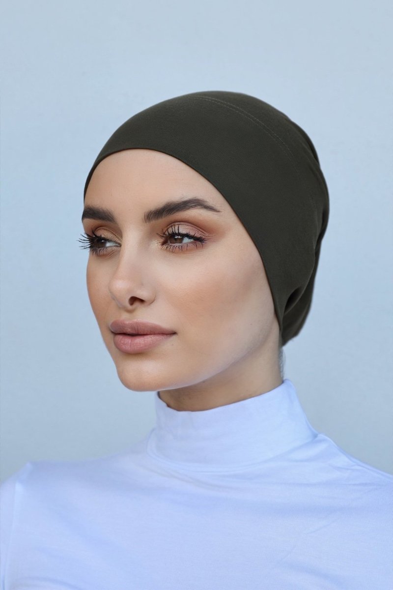 Premium Olive Cotton Hijab Cap - Divinity Collection