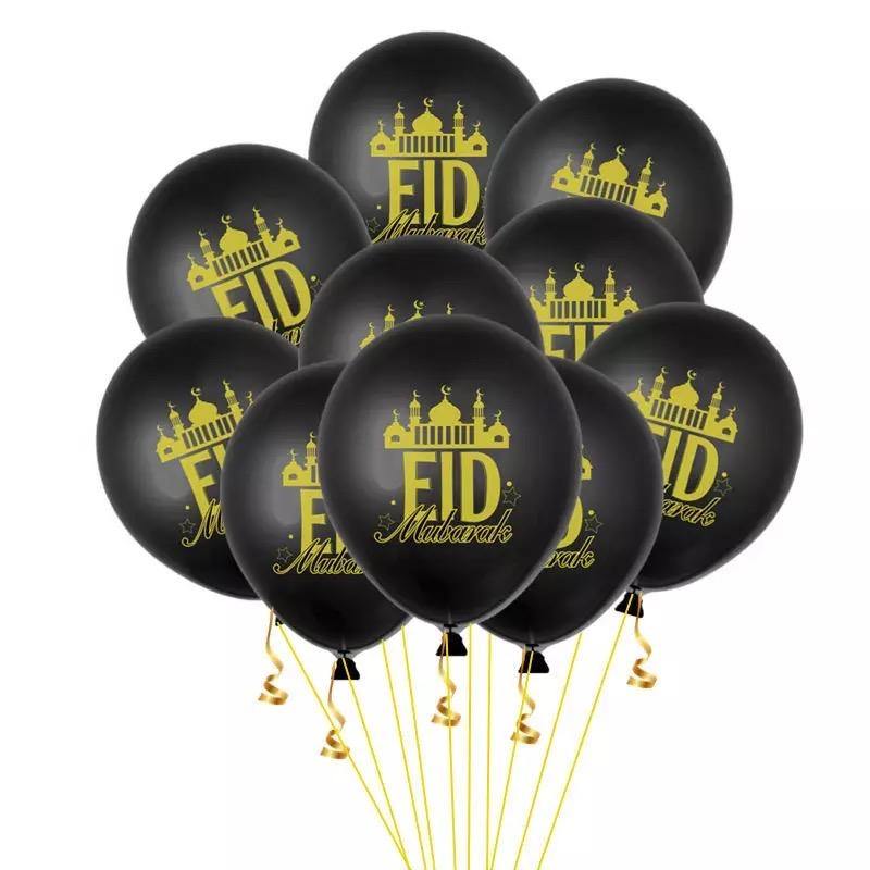 Printed Latex Balloons 'Eid Mubarak' - 12 pieces assorted - Divinity Collection