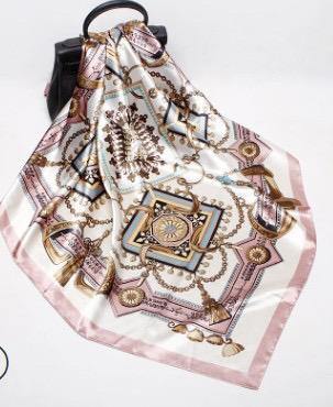 Royal Dusty Pink Tassel Square Satin Silky Scarf - Divinity Collection