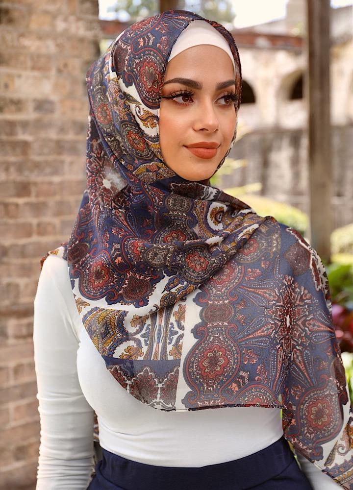 Royal Navy Paisley Hijab - Divinity Collection