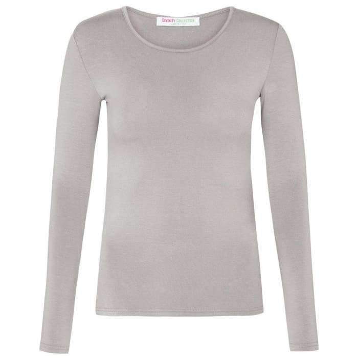 Silver Grey Long Sleeve Cotton Body Top - Divinity Collection