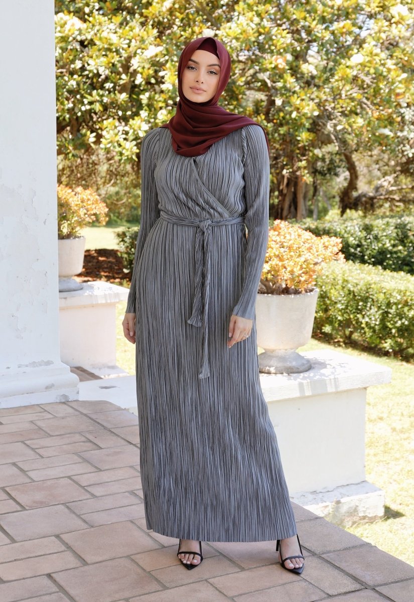 Silver Pleated Wrap Dress - Divinity Collection