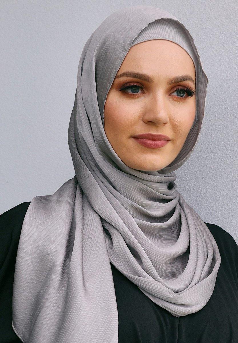 Silver Satin Hijab - Divinity Collection