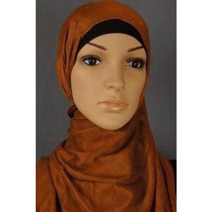 Tan Cotton Shawl Fringe Hijab - Divinity Collection